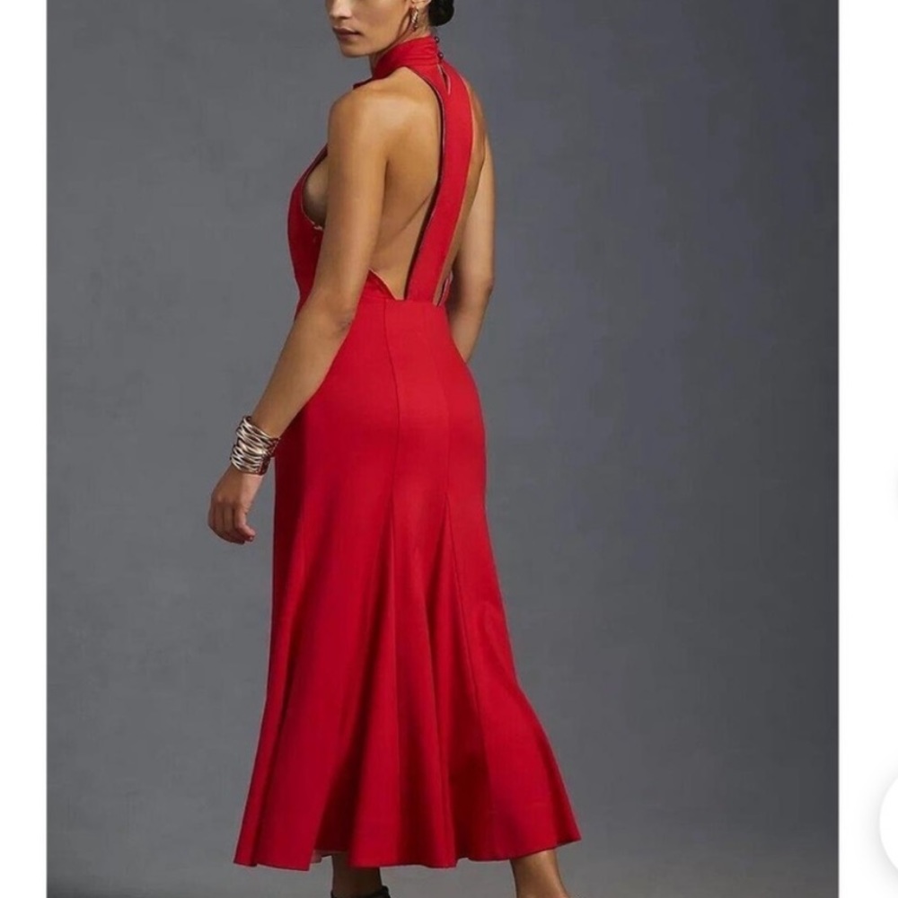 Anthropologie Large Maeve Red Bodycon Date Night Halter Dress NWT